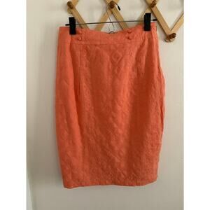 Anthropologie Skirt Women's 8 Coral Addison Story High Rise Pencil Embroidery